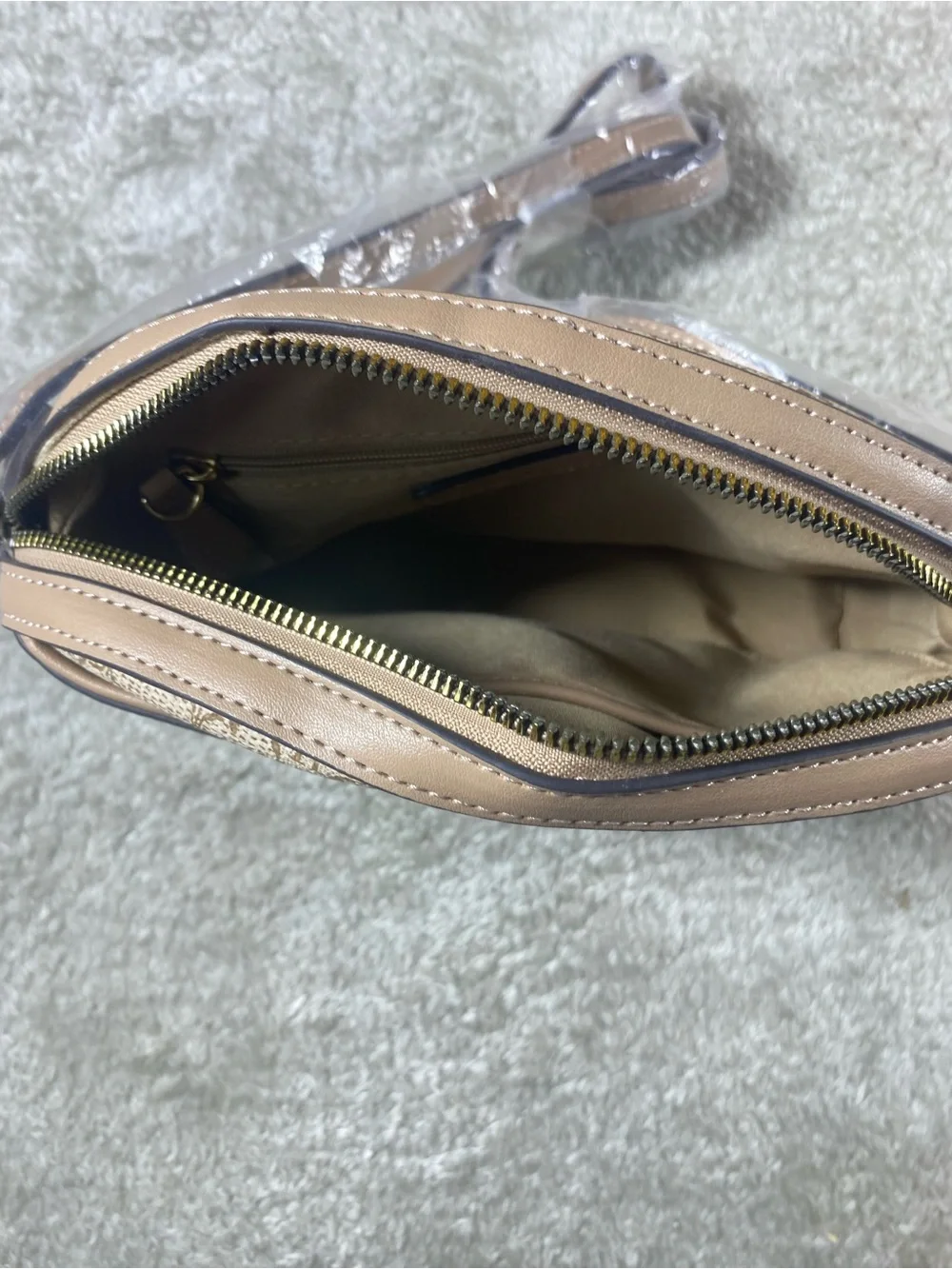 NWTNanette Lepore Neutral Monogram Dome Crossbody with Gold Hardware